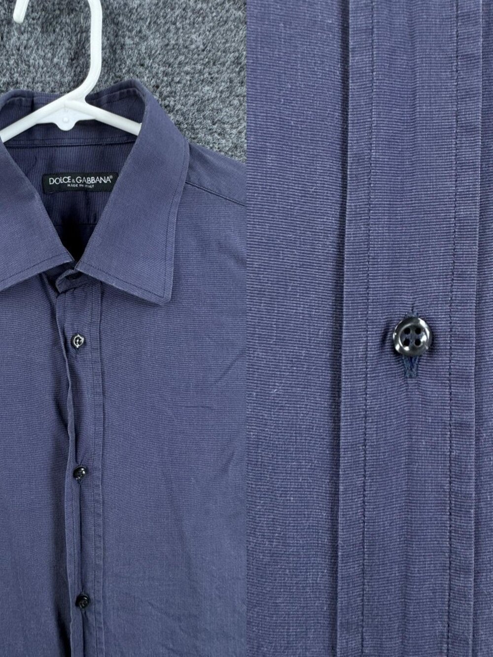 Dolce Gabbana Point All Cotton Italy Blue 16 Button Up Men Shirt Solid Adult